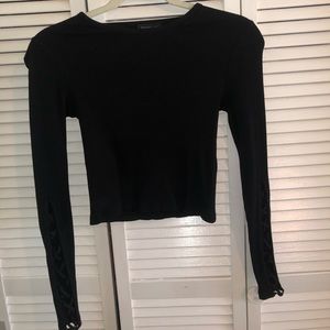Topshop Long Sleeve Black Crop Top